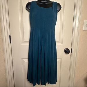 Maeve By Anthropologie Estoria Textured Swing Dress Teal Sleeveless Medium GUC